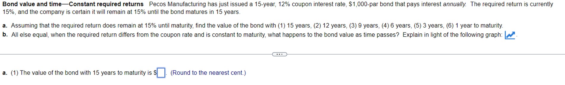  Bond value and time-Constant required returns Pecos Manufacturing has just issued