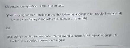  Q5. Answer one question - either Q5a or Q5D. Q5a) Using