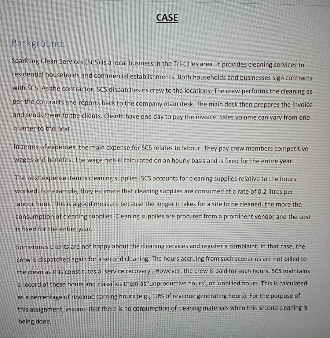 provided with a case which includes data relating to static budget, flexible