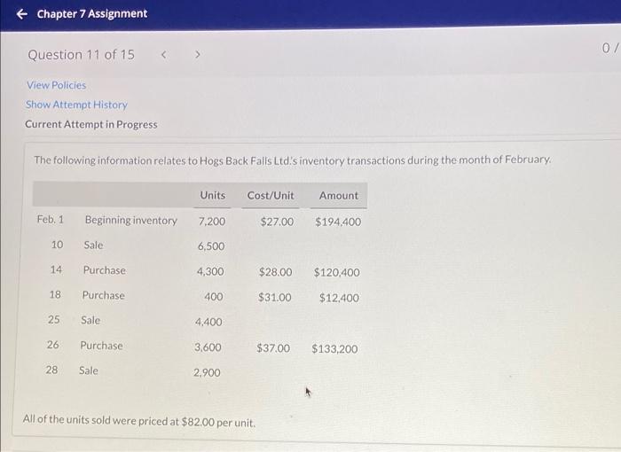  + Chapter 7 Assignment 07 Question 11 of 15 View Policies