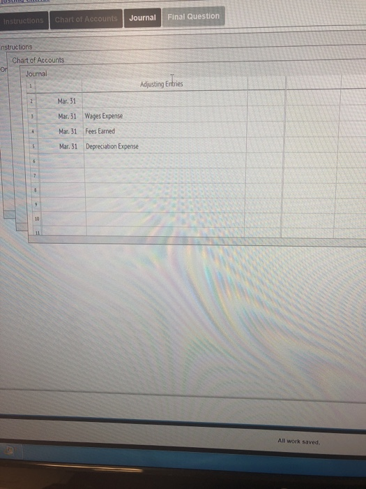 BUS2.. signment/takeligmentMandolinvoker: Calculator Adjusting entries Instructions Chart of Accounts Journal Final Question