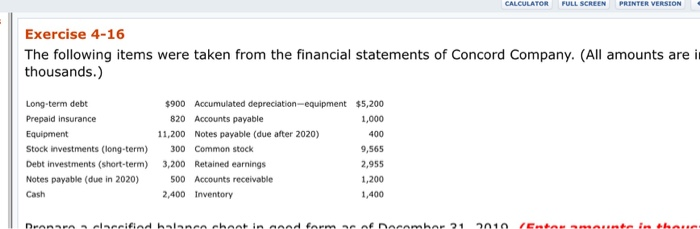 Notes payable (due in 2020) Cash $900 Accumulated depreciation equipment $5,200 820