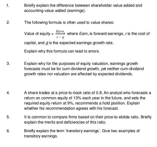 Briefly explain the difference between shareholder value added and accounting value