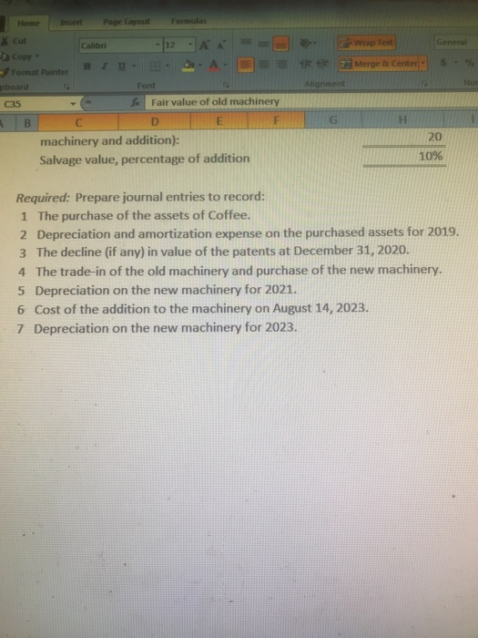 Fair value of old machinery C35 A F H Brown Company paid
