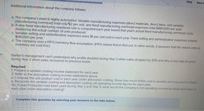Sales and Production; Lean Prochuction [LO4-1, LO4-2, LO4-3] Starfax, Inc. manufactures a