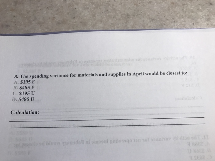 Detailing's cost formula for its materials and supplies is 50 per month