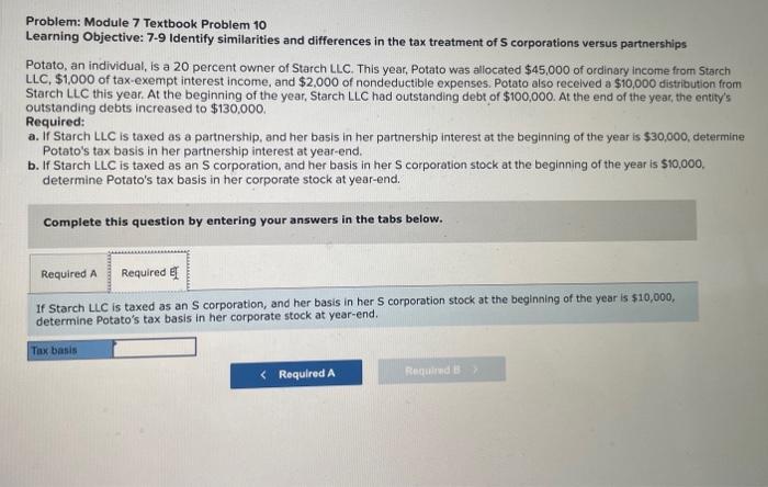 and differences in the tax treatment of S corporations versus partnerships Potato,