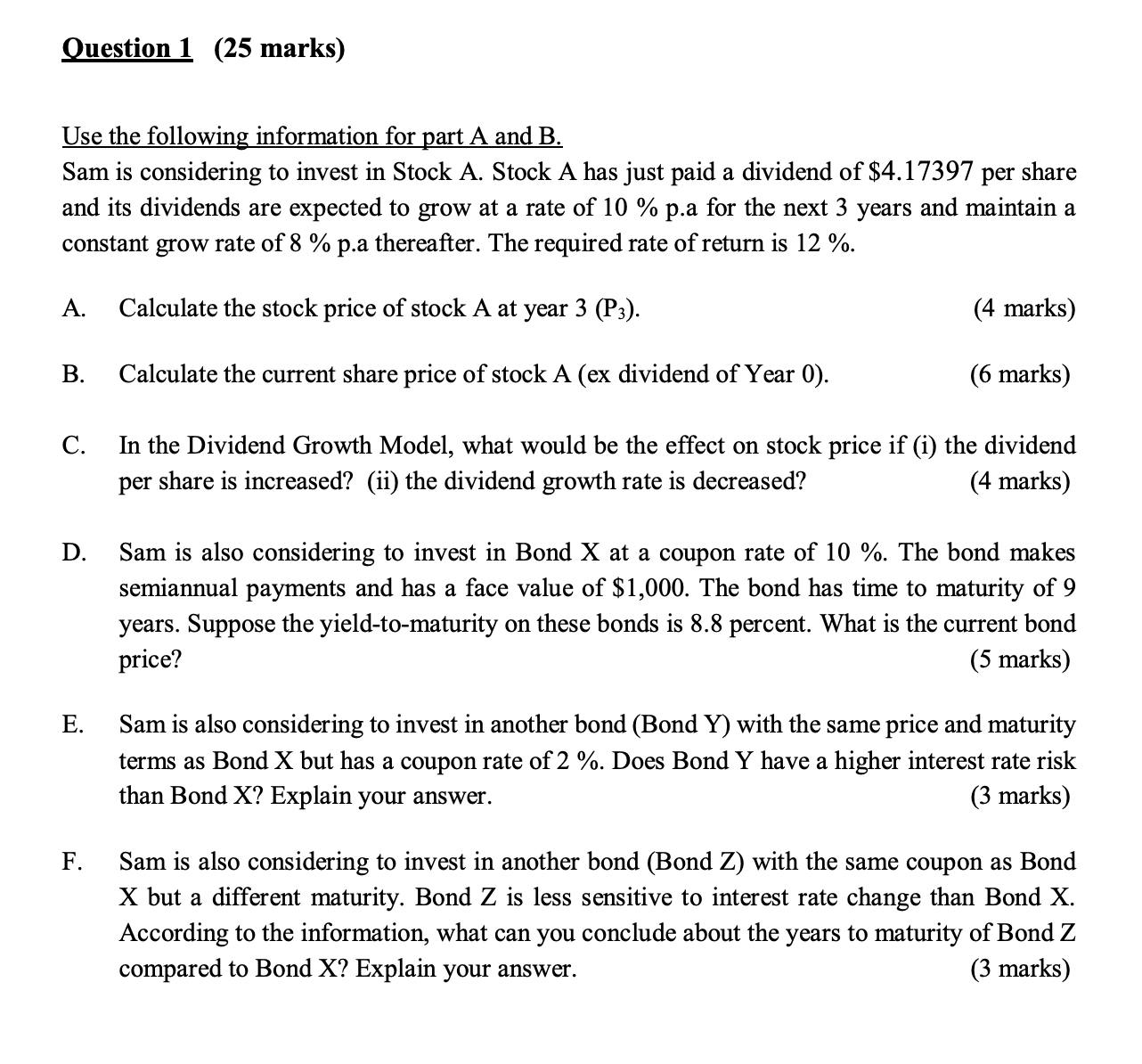 Use the following information for part A and B. Sam is