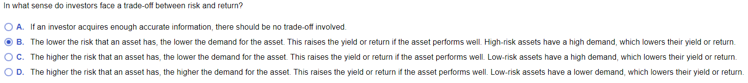 B. is not the the answer. In what sense do investors