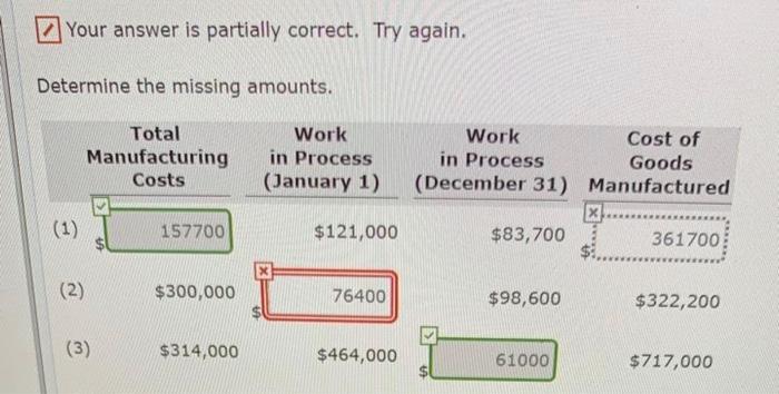Correct answers marked in red Your answer is partially correct. Try again.