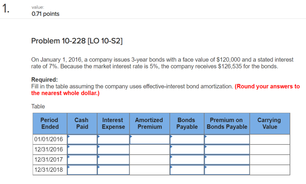  1. value: O.71 points Problem 10-228 [LO 10-S2] On January 1,