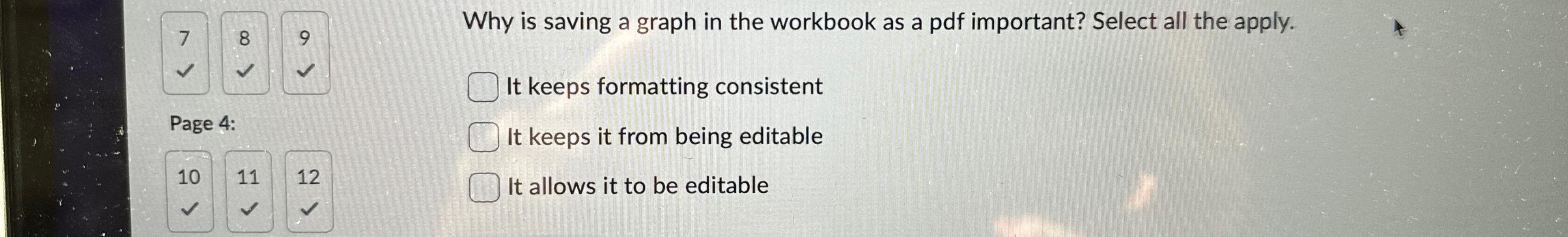  7,8,9 Why is saving a graph in the workbook as a
