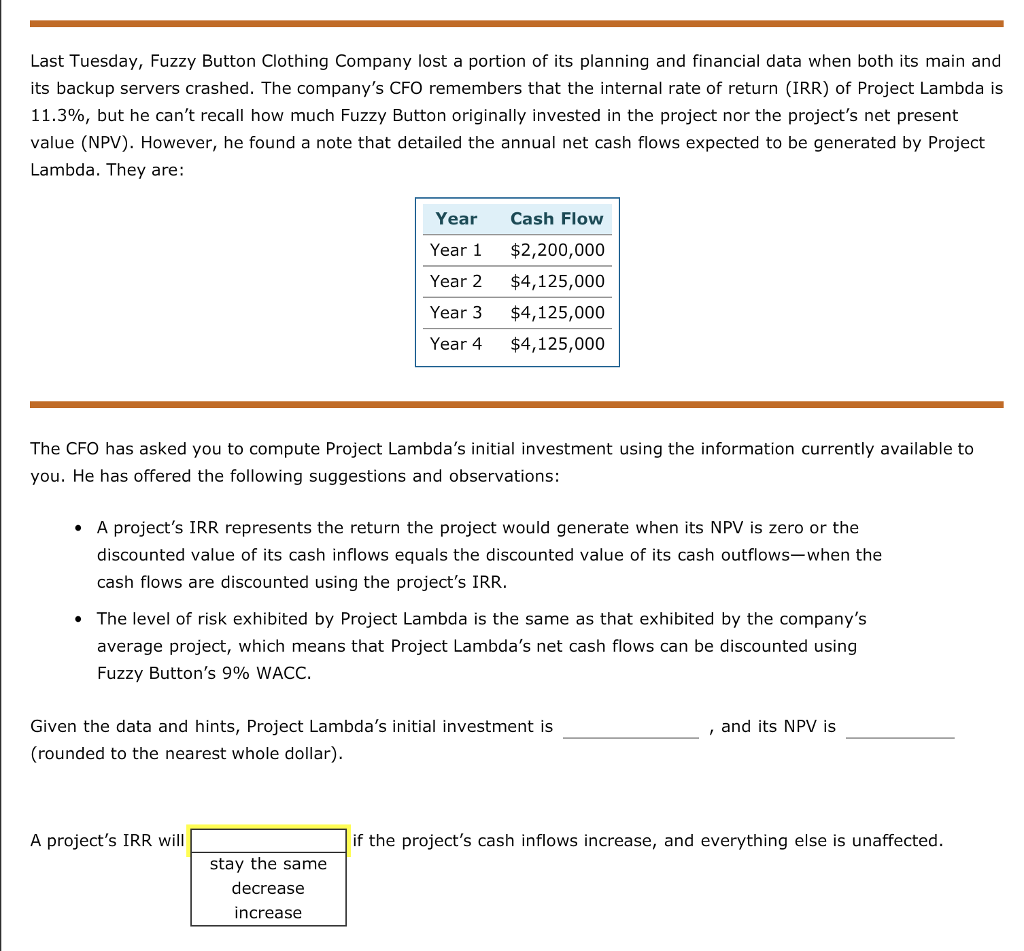 Can you please help and explain? Last Tuesday, Fuzzy Button Clothing Company