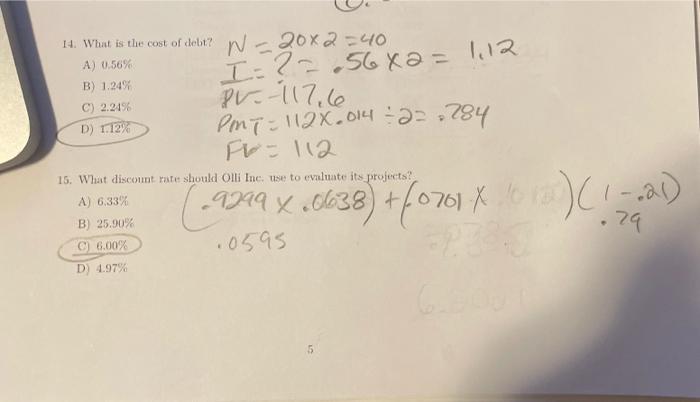 WACC = WEXRET Wd X Rd Cl-Tax) Olli Discount Stores has 60