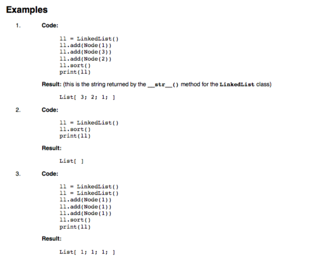 class is shown below. You should use the sorting algorithm described here