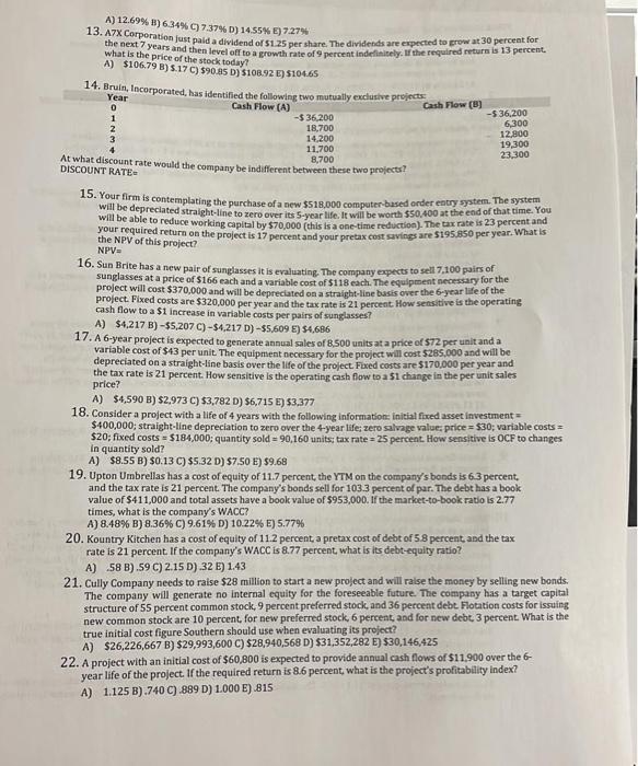  A) 12.69% B) 6.34 % C) 7.37 % D) 14.55% E)