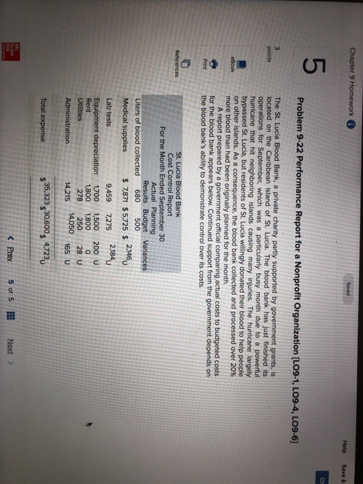  Chapter 9 Homework Help Save & Ch 5 Problem 9-22 Performance