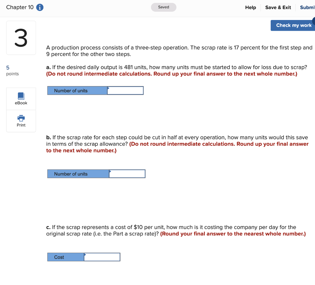 Chapter 10 Saved Help Save & Exit Submi Check my work
