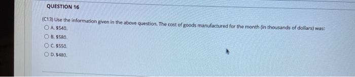 for the just completed month. Sales $950 Raw materials inventory, beginning $10