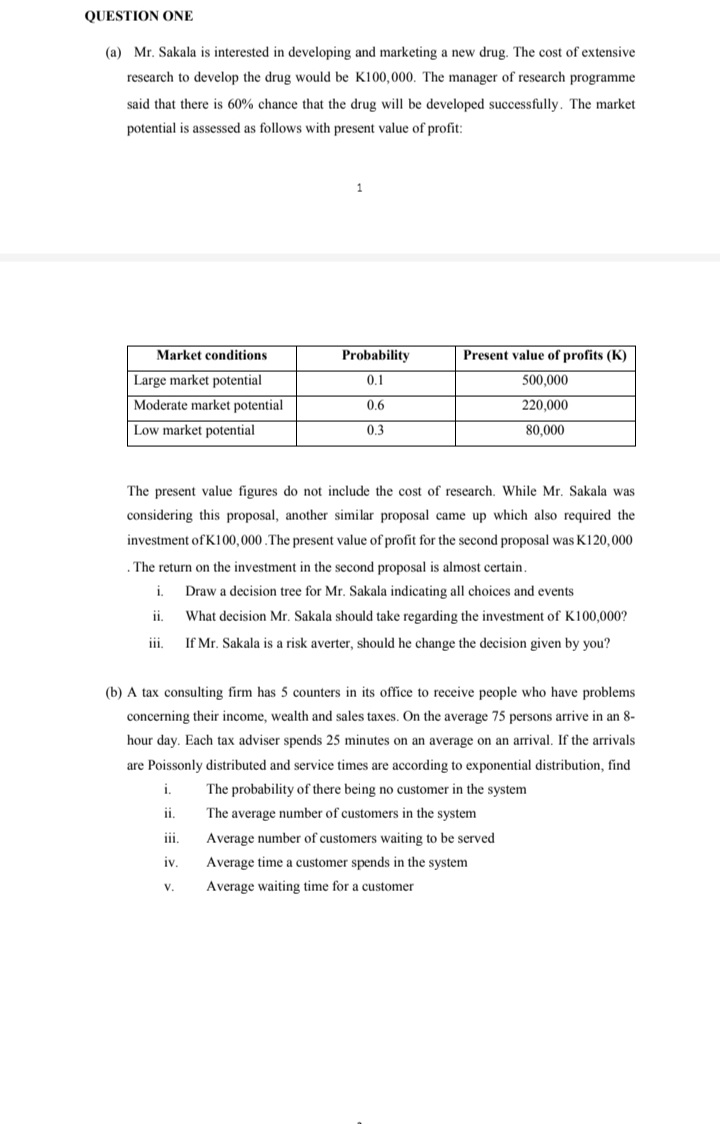 Please work out this problem in full, will upvote QUESTION ONE (a)