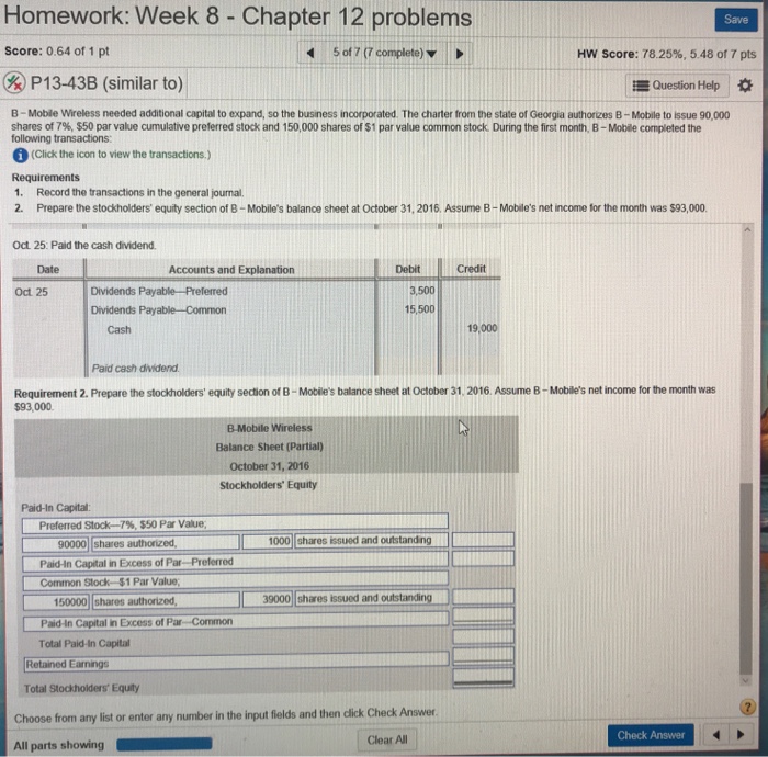  Homework: Week 8 - Chapter 12 problems Save score: 0.64 of
