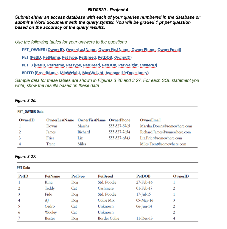  Figure 3-28: BITM520- Project 4 Submit either an access database with