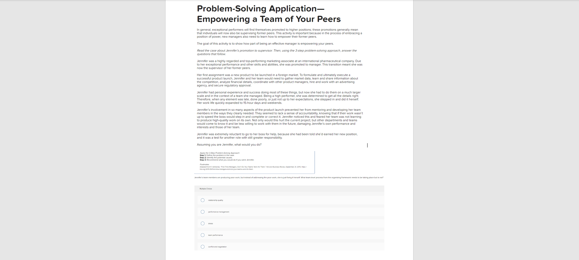  Problem-Solving Application- Empowering a Team of Your Peers 