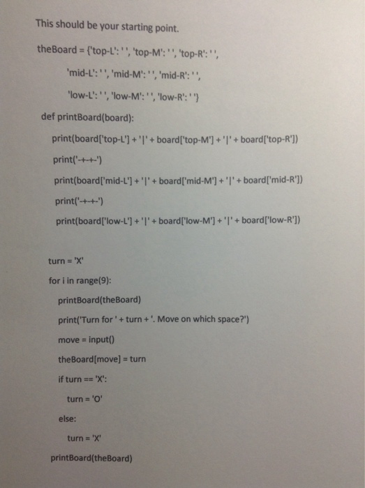 X or O. The game should have 1 player and two player