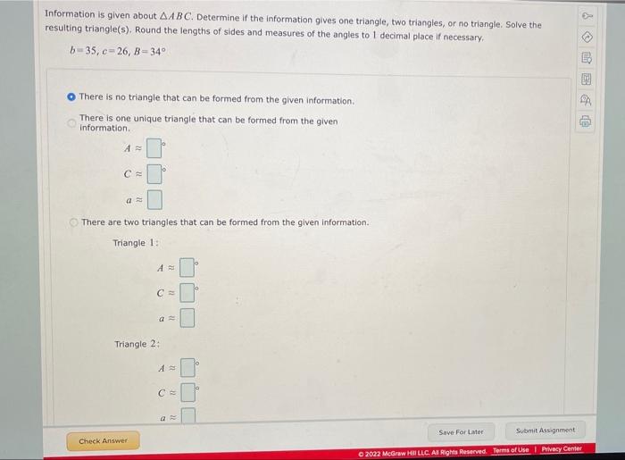 information is given about ABC Information is given about AABC. Determine if