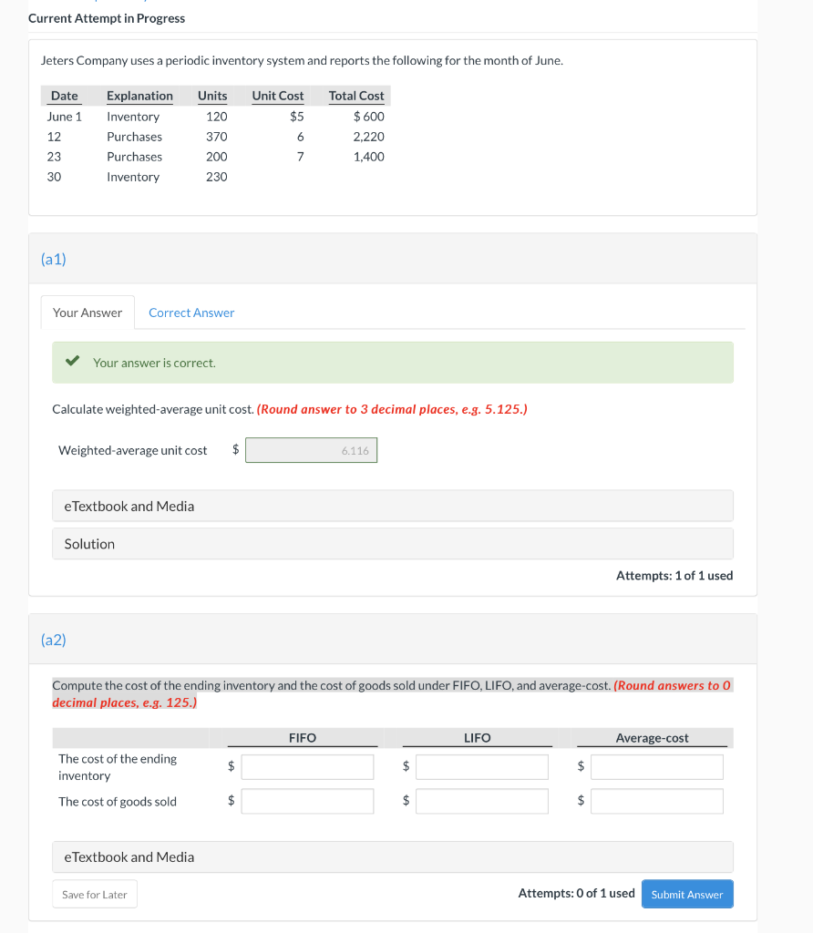 Help with Part (a2). Thank you! Current Attempt in Progress Jeters