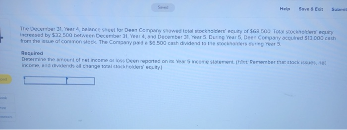  Saved Help Save & Exit Submit The December 31, Year 4