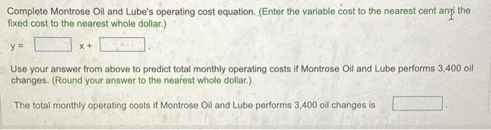 the variable and fixed cost components of Montrose Oil and Lube's operating