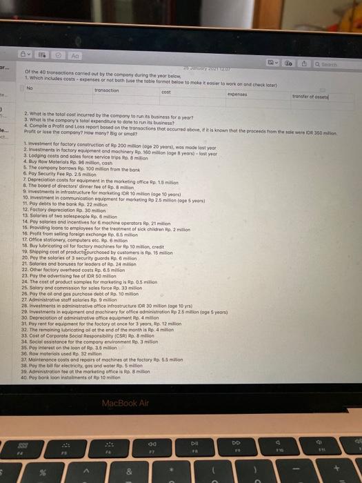 the table format is designed to grouping the transactions below AO