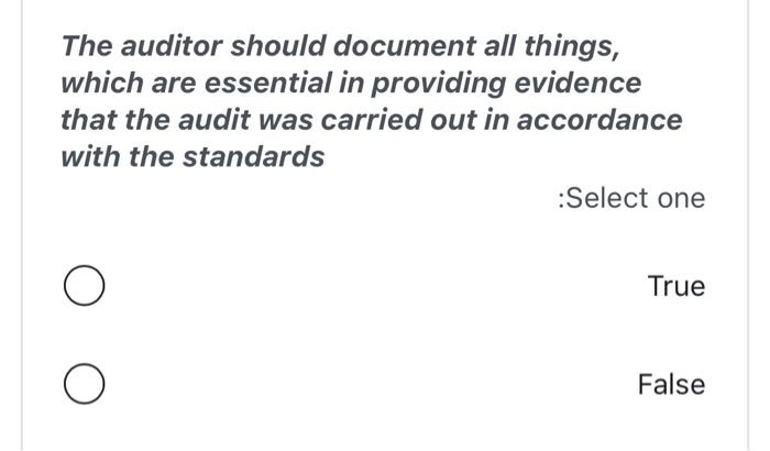  The auditor should document all things, which are essential in providing