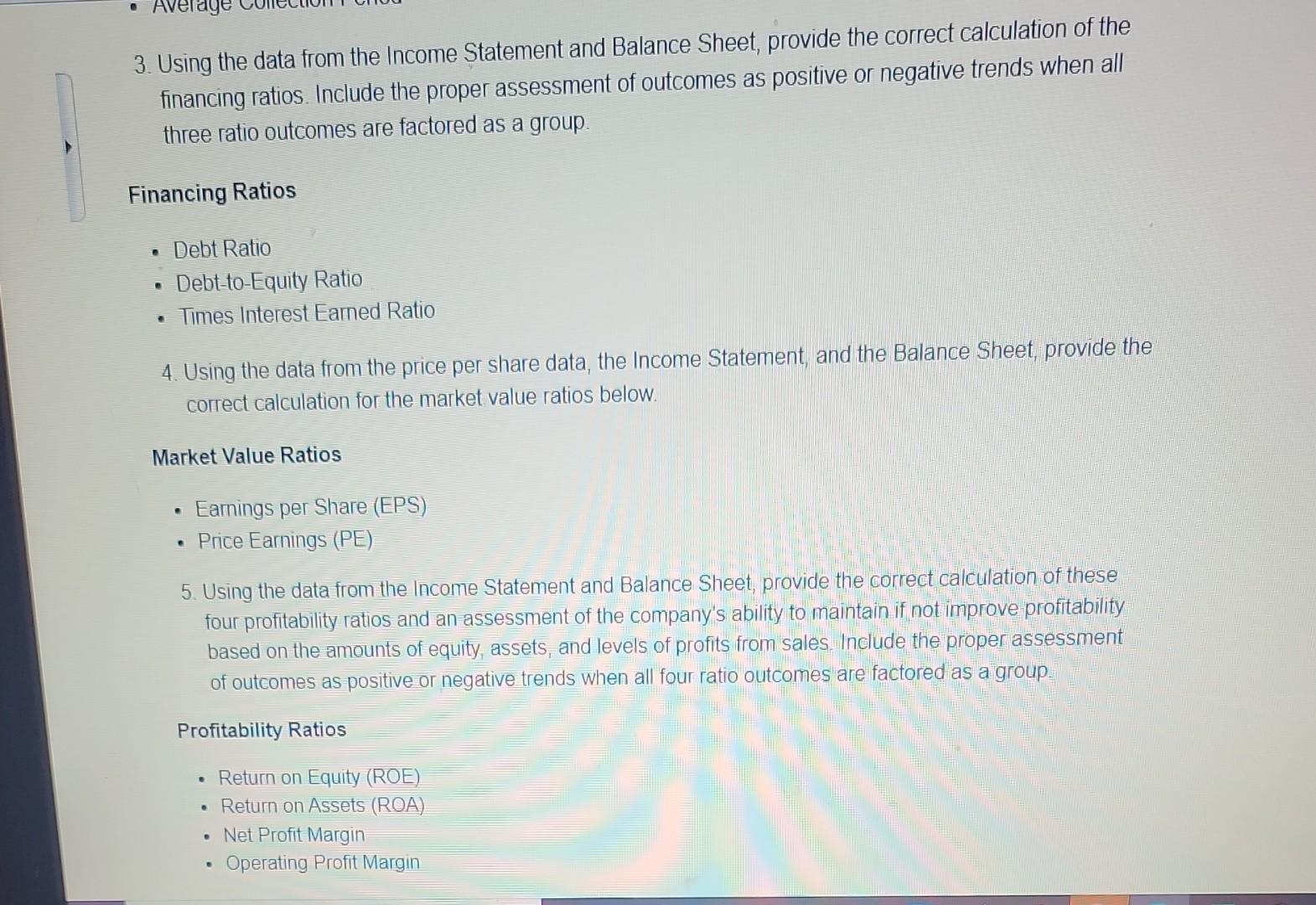 outcomes as positive or negative trends when all four ratio outcomes are