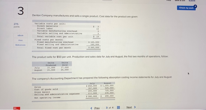 variable expenses Contribution margin 560,000 Tixed expenses Het operating income $ 65,000