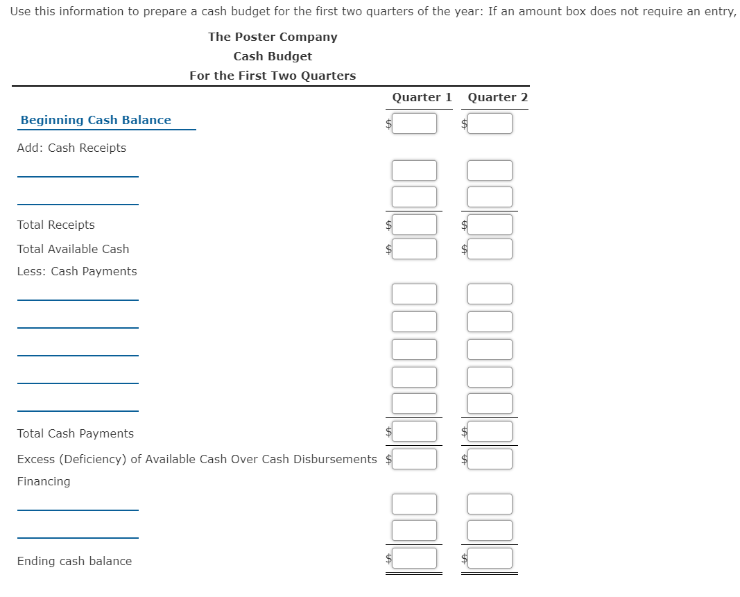Quarter 2 Sales $208,470 $211,540 Direct material purchases 115,300 120,832 Direct labor