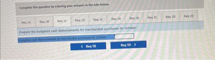 for October and has assembled the following data: 1. Sales are budgeted