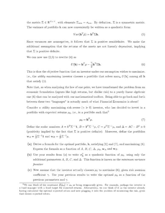 E RN where in represents the return of asset n. Here, the