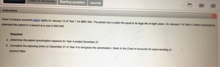  4. 1. 2. 6. Accounts Starting question Journal Instructions e Kleon