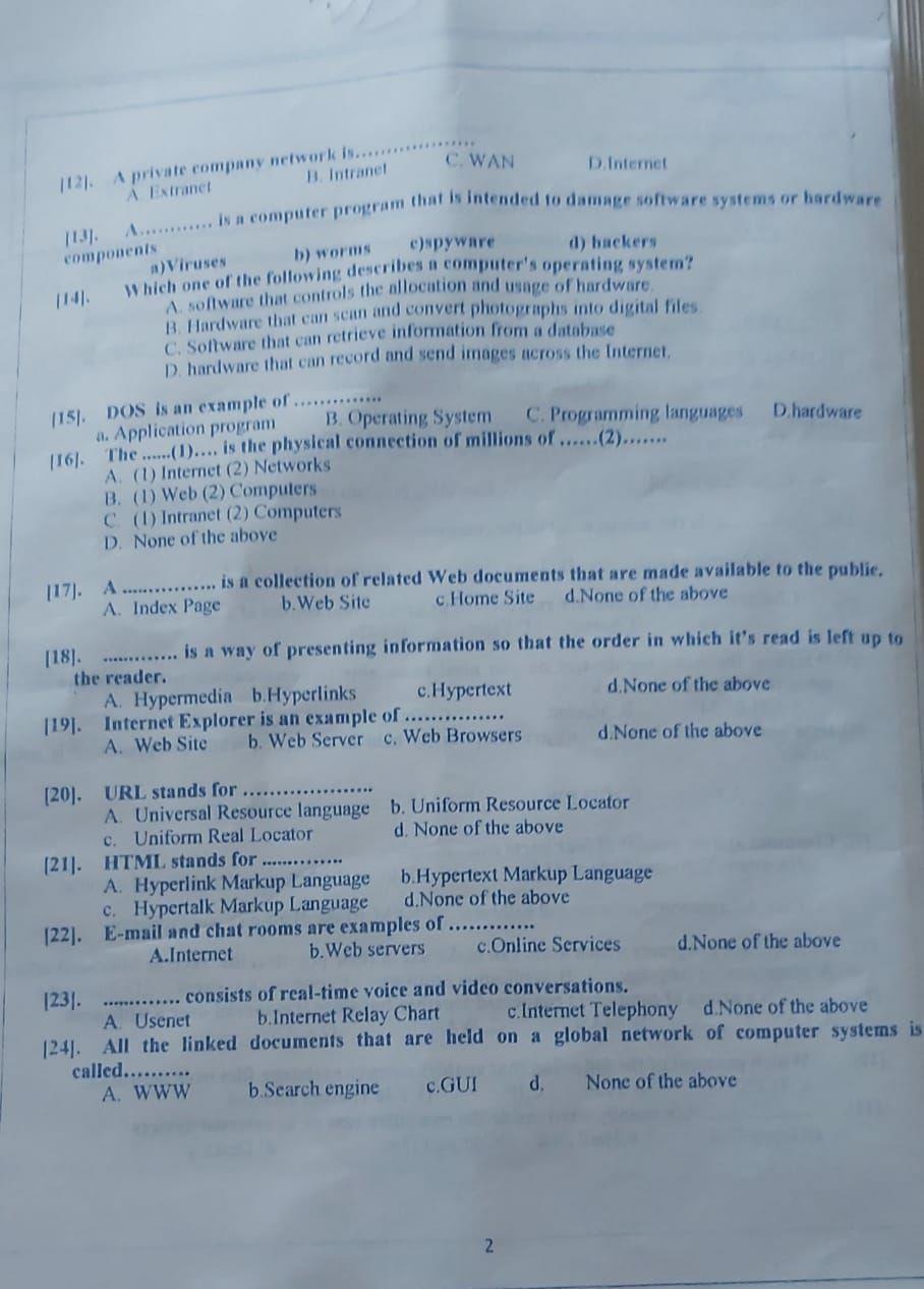 A.......... IN A computer program that is intended to damage software