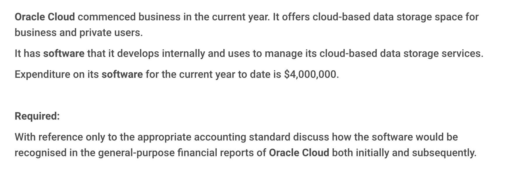  Oracle Cloud commenced business in the current year. It offers cloud-based