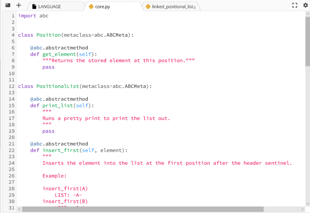 - Remove the given element. Undo - Undo the action. Python The