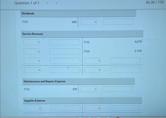 Accumulated Depreciation-Equipment Accounts Payable \begin{tabular}{lr|lr} \hline 7/18 & 1,650 & 7/1 &