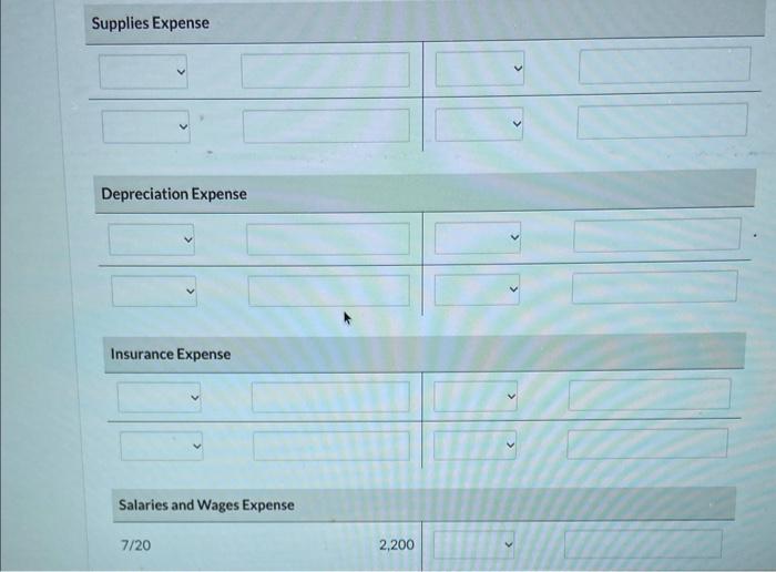 \\ & 7/3 & 6,600 \\ & 7/31Bal. & 990 \\ \hline