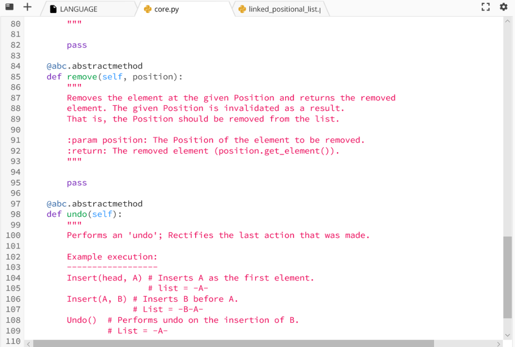 trailer undo header K trale aLANGUAGE linked_positional-list 1 core.py def _init__(self): 35