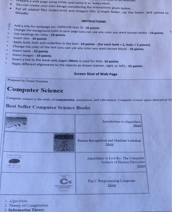  Fepare a web page using HTML and name it as 'index.html'.