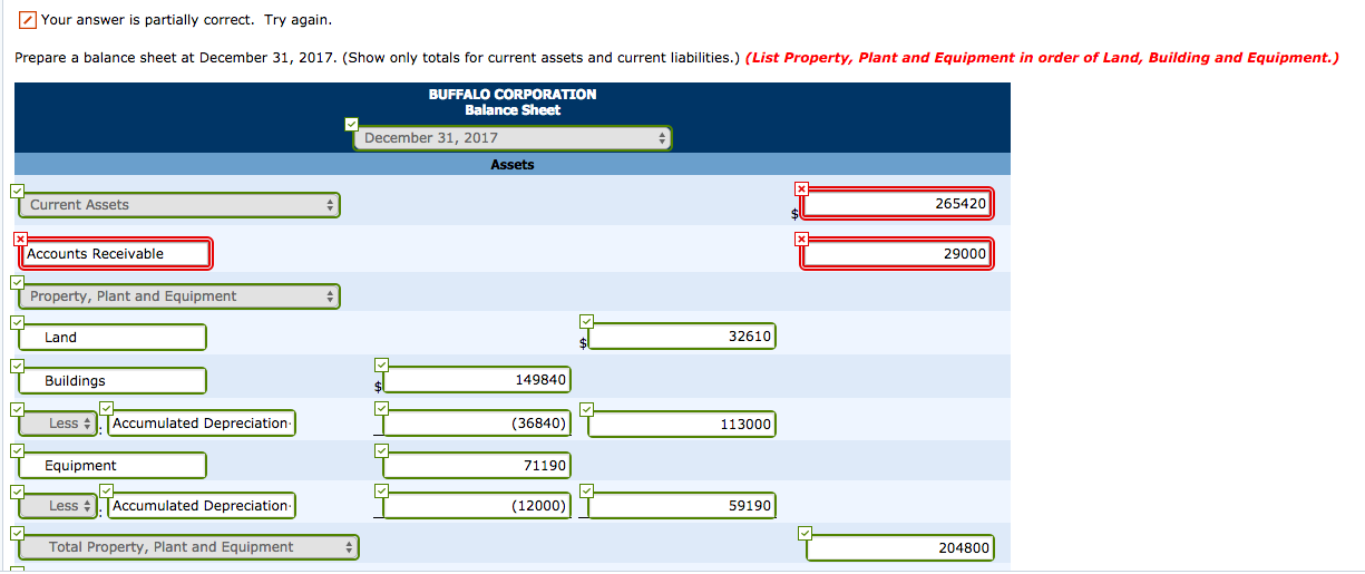 you Exercise 5-17 (Part Level Submission) Buffalo Corporation's balance sheet at the