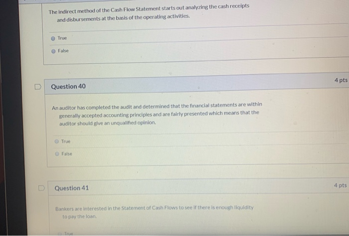 need help with these 3 The indirect method of the Cash Flow