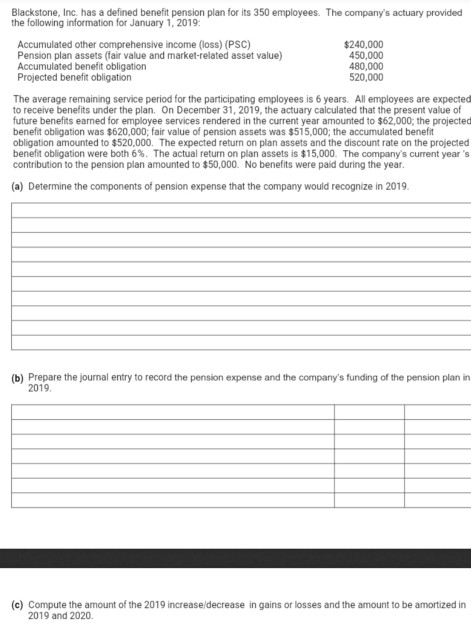  how do I approach this? Blackstone, Inc, has a defined benefit